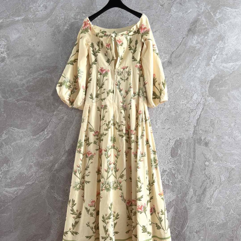 Agua by Agua Bendita Cream Floral Puff-Sleeve Maxi Dress - Picture 9 of 9